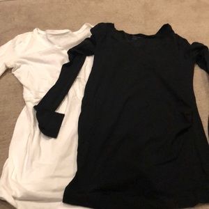 Black and White Long Sleeve Maternity Tees